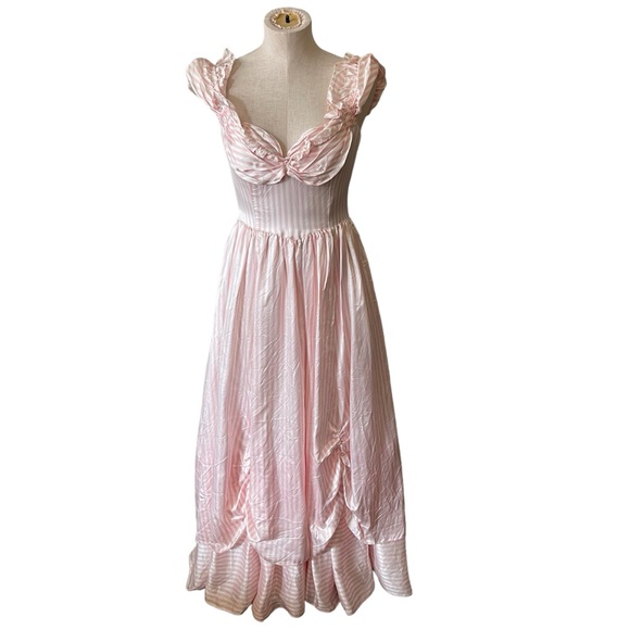 Gunne Sax Dresses & Skirts - GUNNE SAX 80s Pink Stripe Fairytale Bridal Prom Dress Bo Peep